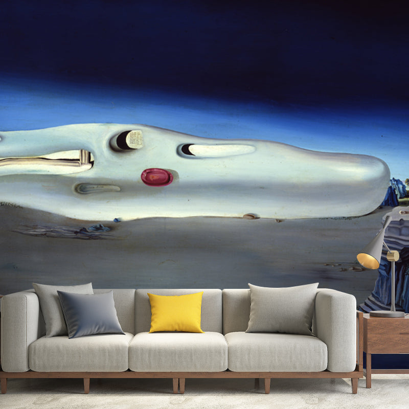 Surreal Diurnal Fantasies Mural Wallpaper Blue Moisture Resistant Wall Art for Bedroom