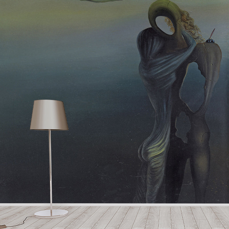 Blue Surrealist Wall Mural Full-Size Gradiva Finds the Anthropomorphic Ruins Wall Art