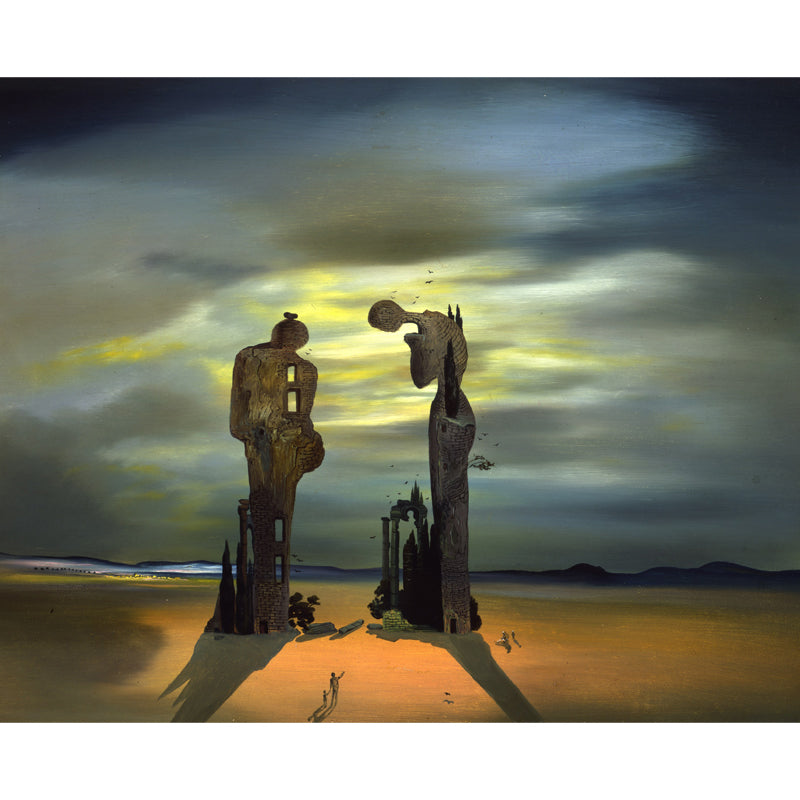 Large Surrealism Wallpaper Mural Brown Archeological Reminiscence Millets Angelus Wall Covering, Custom Size
