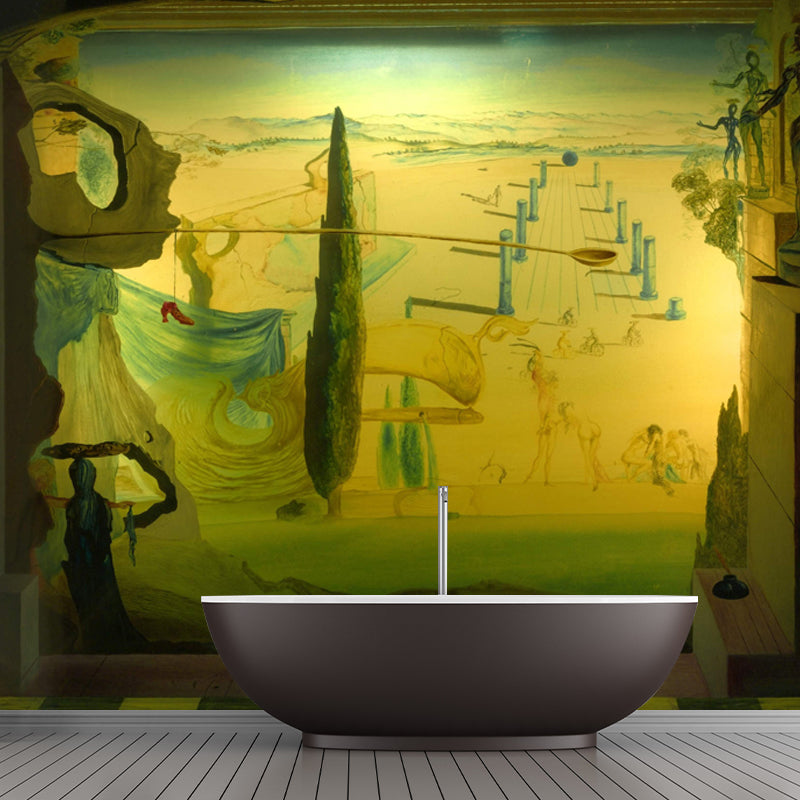 Surrealist Dali Artwork Mural Green Plaza View from Window Wall Decoration for Home
