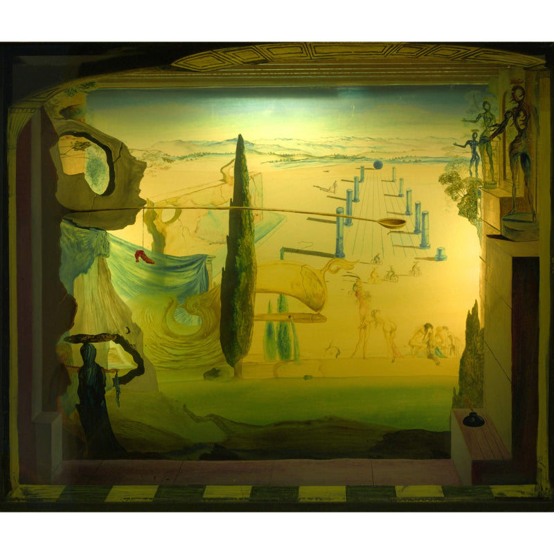 Surrealist Dali Artwork Mural Green Plaza View from Window Wall Decoration for Home