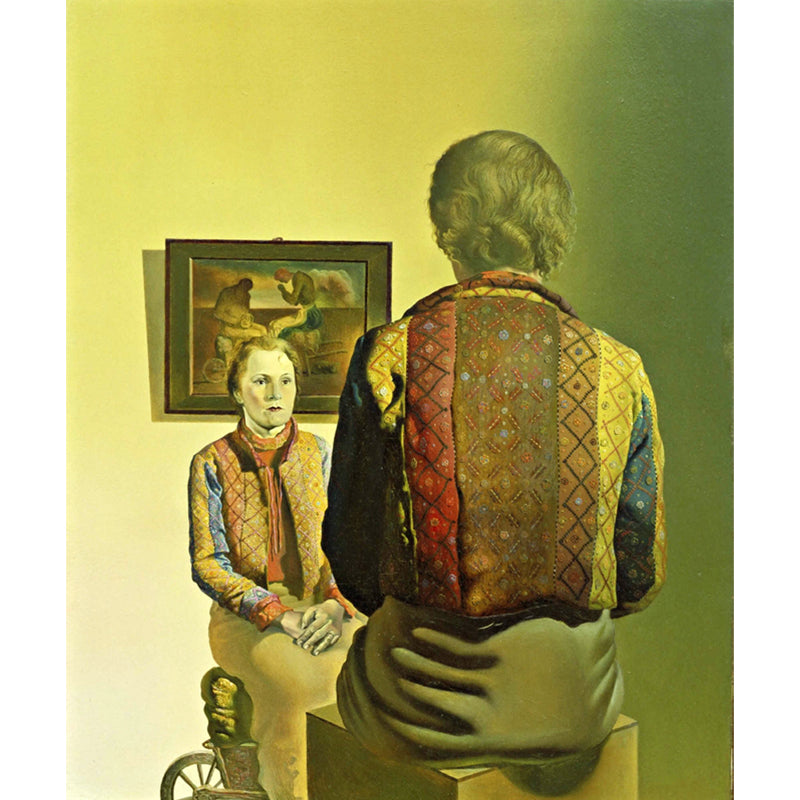 Big Salvador Dali Painting Mural Surreal Classic the Angelus of Gala Wall Art in Green