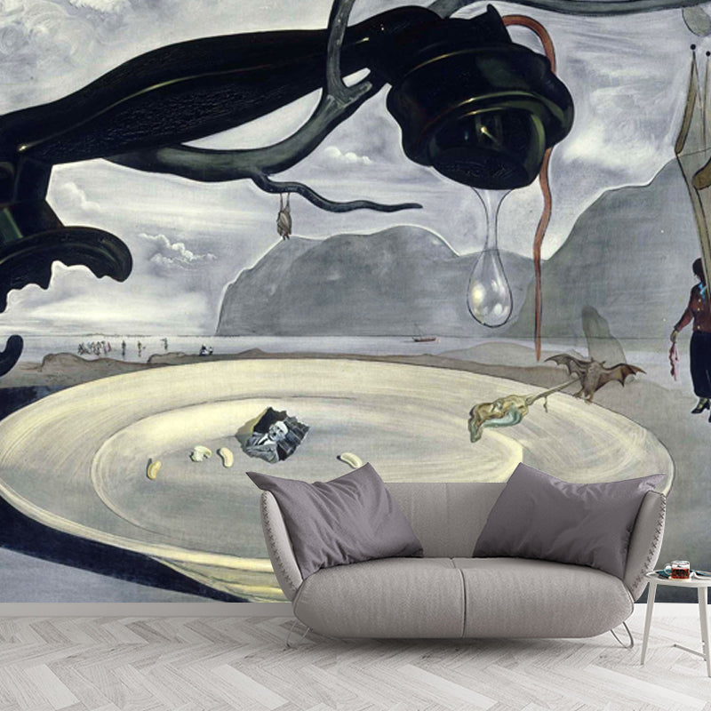 Surreal Enigma of Hitler Mural in Grey Living Room Wall Art, Custom Size Available