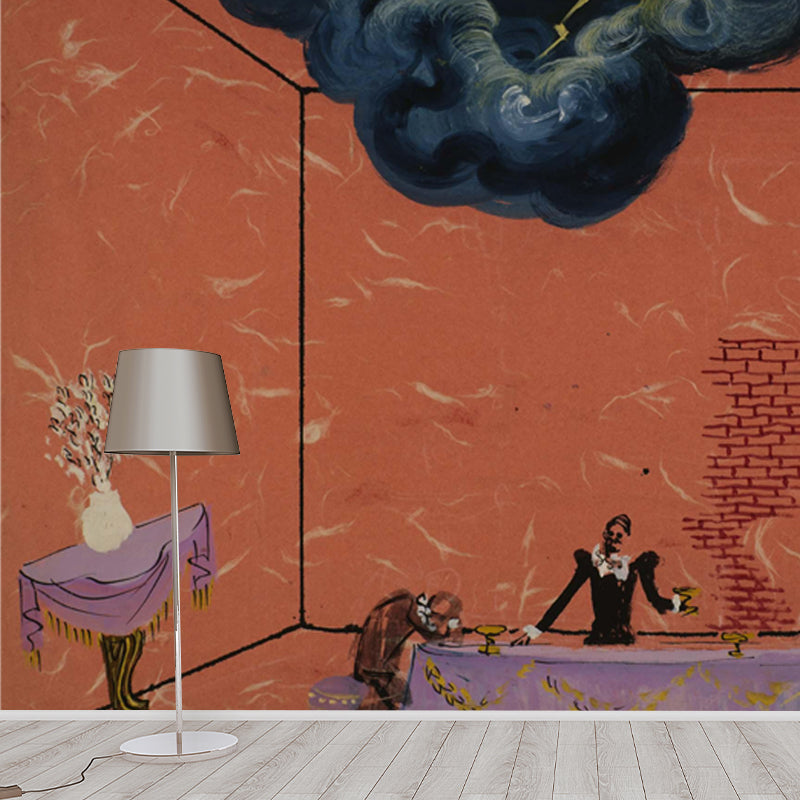 Illustration Drunk Men Mural Decal Full Size Wall Art for Home Gallery, Custom Made