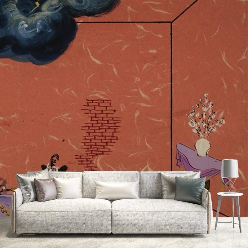 Illustration Drunk Men Mural Decal Full Size Wall Art for Home Gallery, Custom Made