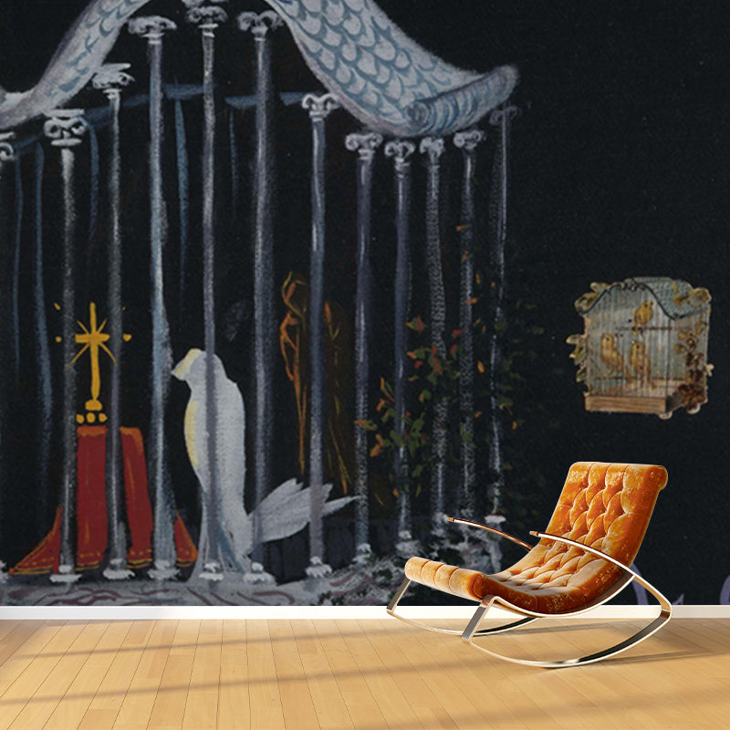 Black Cross in Cage Mural Salvador Dali Surrealist Stain Resistant Wall Decor for Living Room