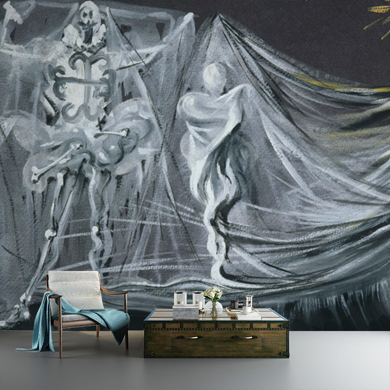 Smooth Large Grey Mural Surrealist Design for the Death Scene in Don Juan Tenorio Wall Covering, Size Optional