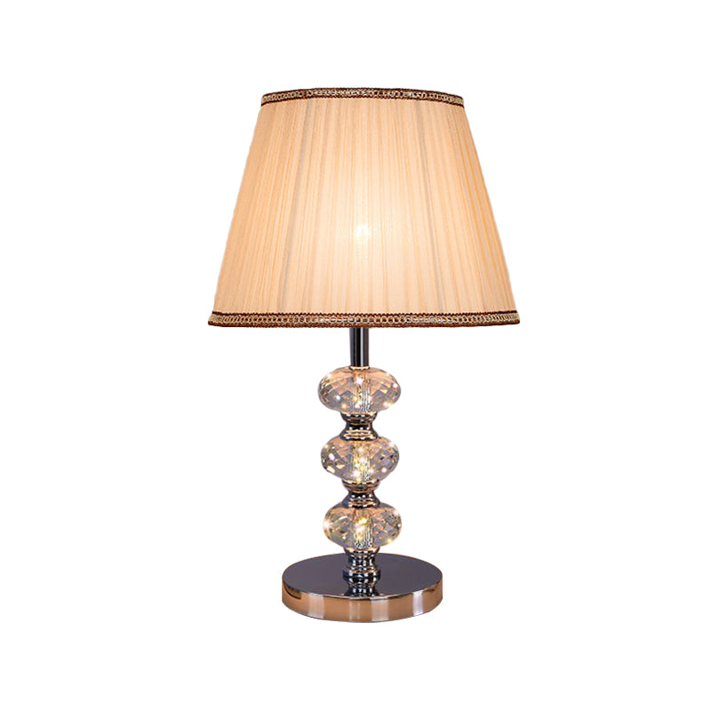 Stof cilindrische schaduw bestudeer licht eigentijdse 1 kop nachtkastje verlichting in zilver/beige/koffie met kristallen lamppost