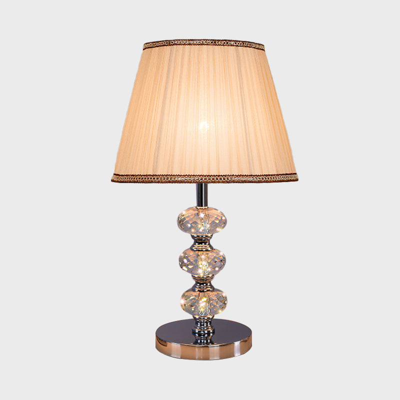 Stof cilindrische schaduw bestudeer licht eigentijdse 1 kop nachtkastje verlichting in zilver/beige/koffie met kristallen lamppost