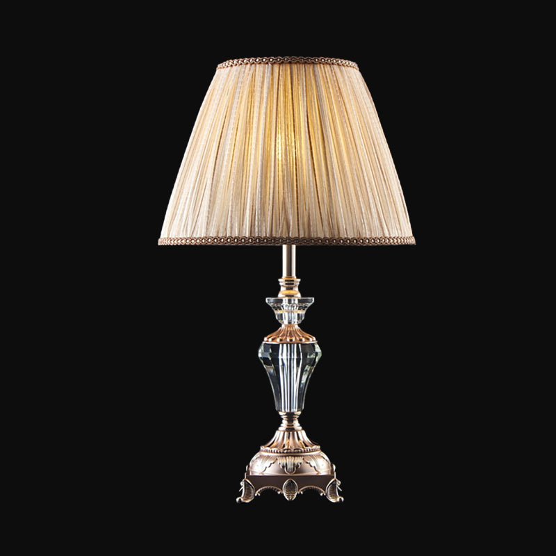Diamant-vorm-basis Clear Crystal Desk Light Minimalistische 1-Bulb Beige Study Lighting met gevlochten trimschaduw