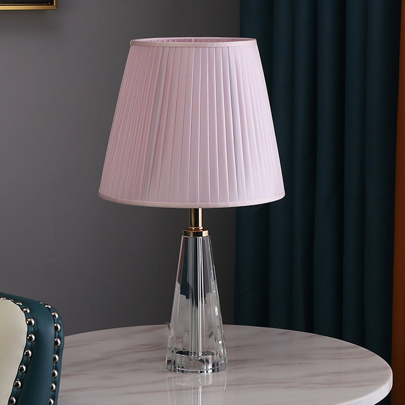 1 Light Light Desk conico Minimalismo Lampada a cristallo chiaro in grigio/rosa/blu con tonalità pieghettata