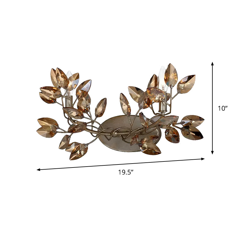 2 bulbos puertas de pared al ras, luz de la pared de café moderna con hoja de cristal de la hoja de la vid, sombra de cristal