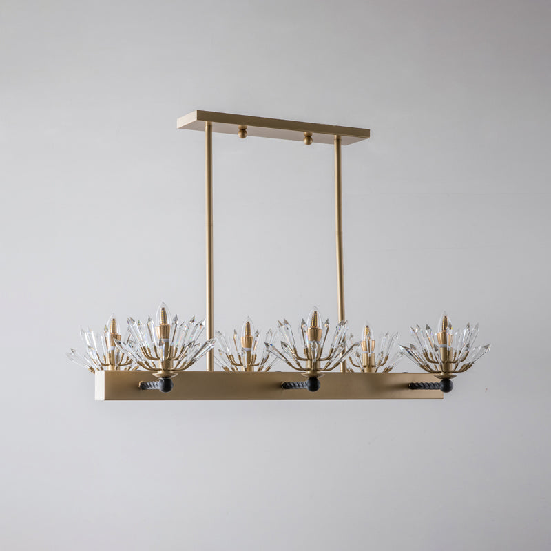 Black Sputnik Island Light Fixture Simple Cut Crystal 6 Bulbs Ceiling Pendant for Restaurant