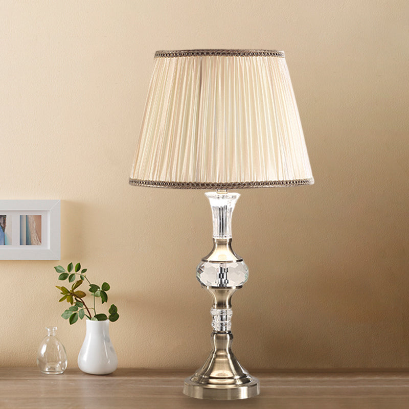 1 hoofdtrommel/vat gearceerd tafellicht traditioneel beige helder afgeschuinde kristal nachtstandaardlamp