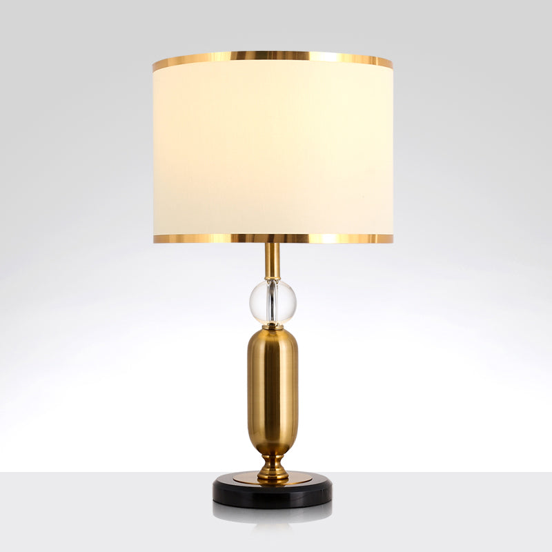Drum Shade Great Room Table Light Traditional Clear Crystal 1 Head White Nightanche Lampe
