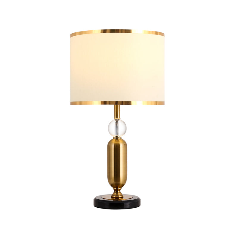 Drum Shade Great Room Table Light Traditional Clear Crystal 1 Head White Nightanche Lampe