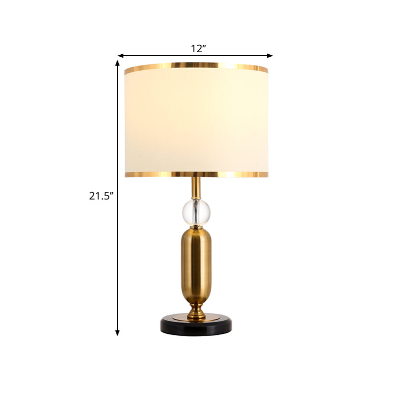 Drum Shade Great Room Table Light Traditional Clear Crystal 1 Head White Nightanche Lampe
