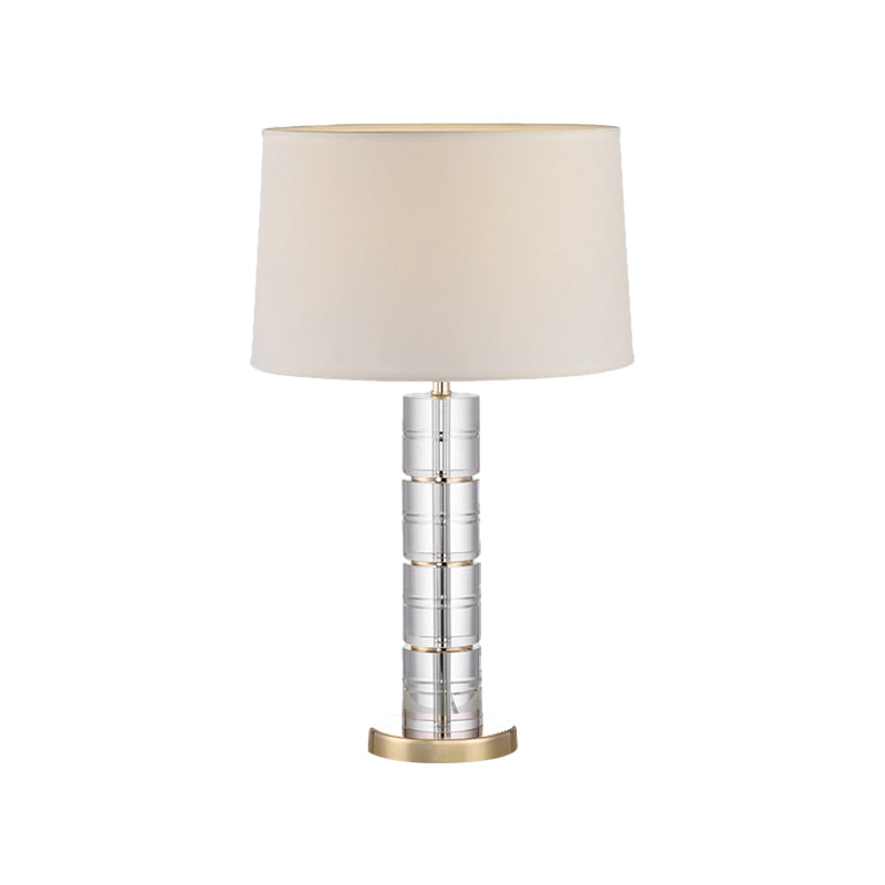1 kopstoffen nachtkastje lamp Traditioneel beige vat schaduw slaapkamer kristallen tafellicht