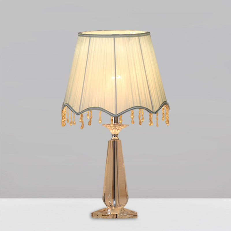 Rot/blau/grün/beige überbackener schatten schatten nachttisch lampe traditionelle Stoff 1 Kopf Schlafzimmer Kristalltisch Leuchte