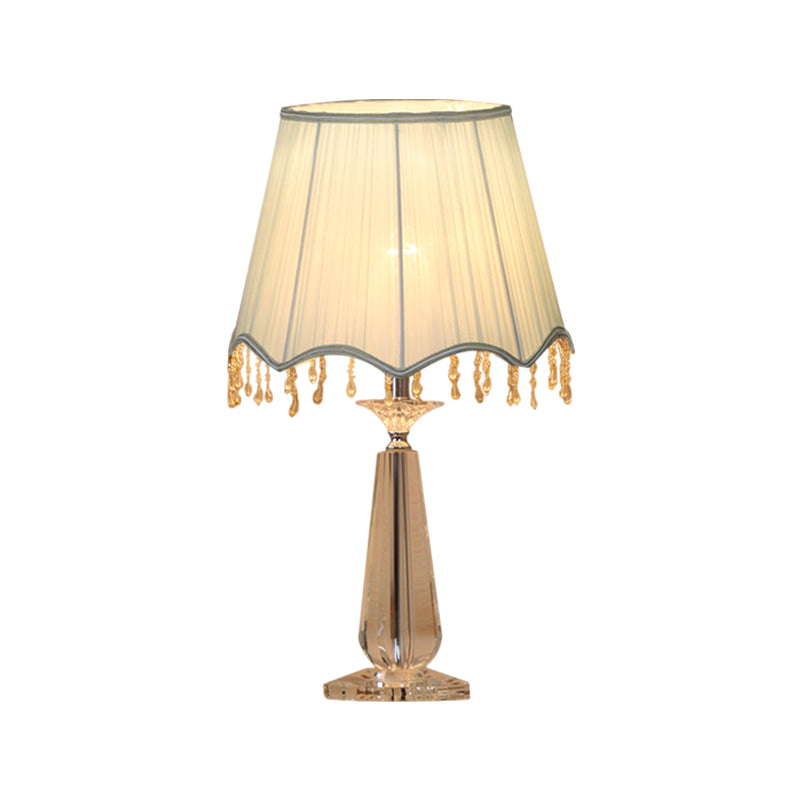 Rot/blau/grün/beige überbackener schatten schatten nachttisch lampe traditionelle Stoff 1 Kopf Schlafzimmer Kristalltisch Leuchte