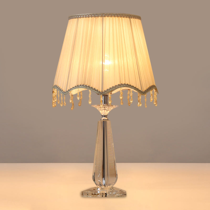 Rot/blau/grün/beige überbackener schatten schatten nachttisch lampe traditionelle Stoff 1 Kopf Schlafzimmer Kristalltisch Leuchte