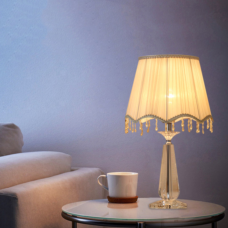 Rot/blau/grün/beige überbackener schatten schatten nachttisch lampe traditionelle Stoff 1 Kopf Schlafzimmer Kristalltisch Leuchte