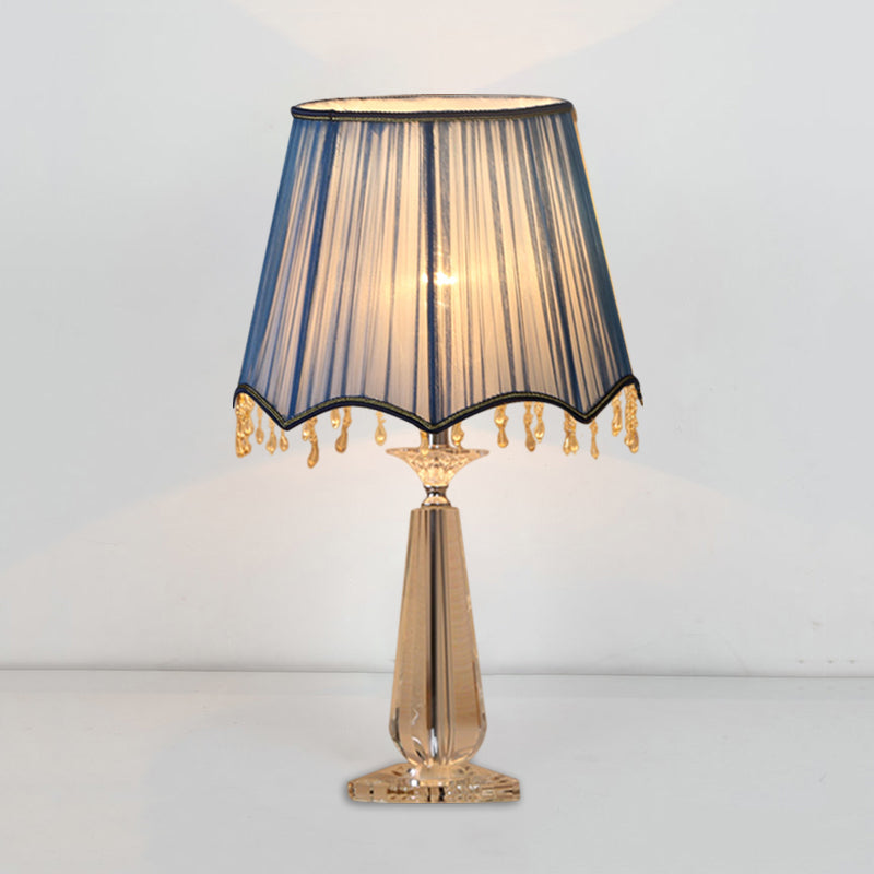 Rot/blau/grün/beige überbackener schatten schatten nachttisch lampe traditionelle Stoff 1 Kopf Schlafzimmer Kristalltisch Leuchte