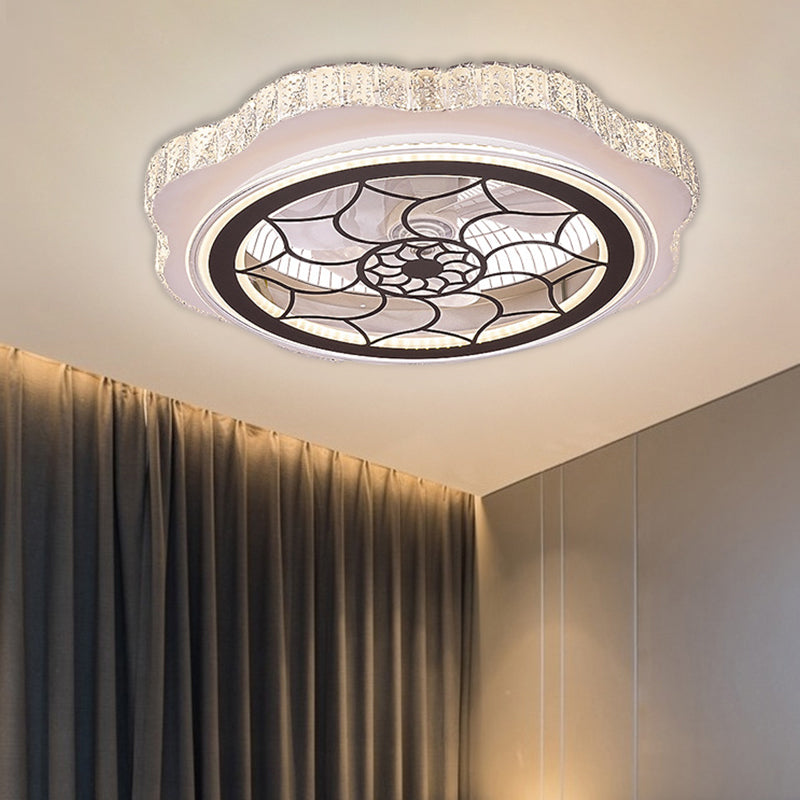 Sonnenblumen/Pflaumenblüten/Sternmuster Hanging Lüfter Licht moderne rechteckige Kristalle 23,5 "W LED White Semi-Flush Mount