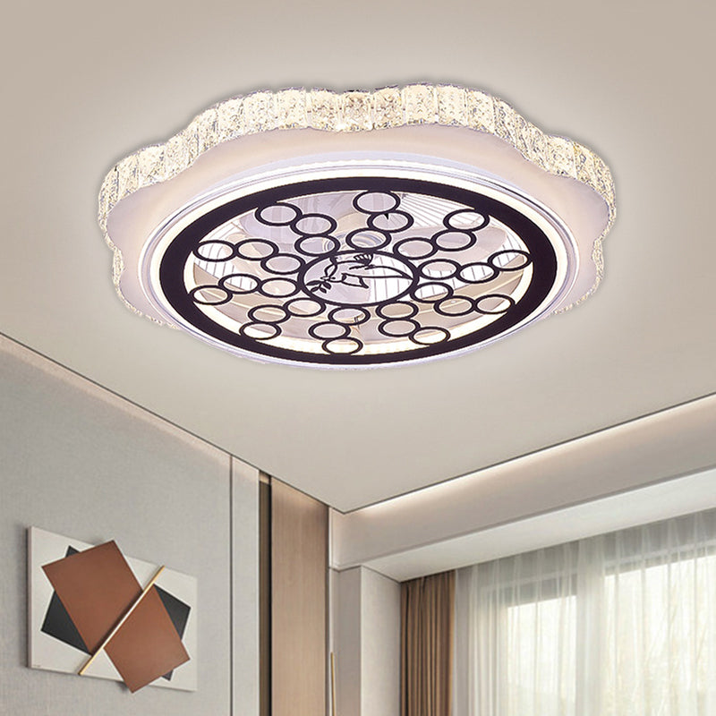 Sonnenblumen/Pflaumenblüten/Sternmuster Hanging Lüfter Licht moderne rechteckige Kristalle 23,5 "W LED White Semi-Flush Mount