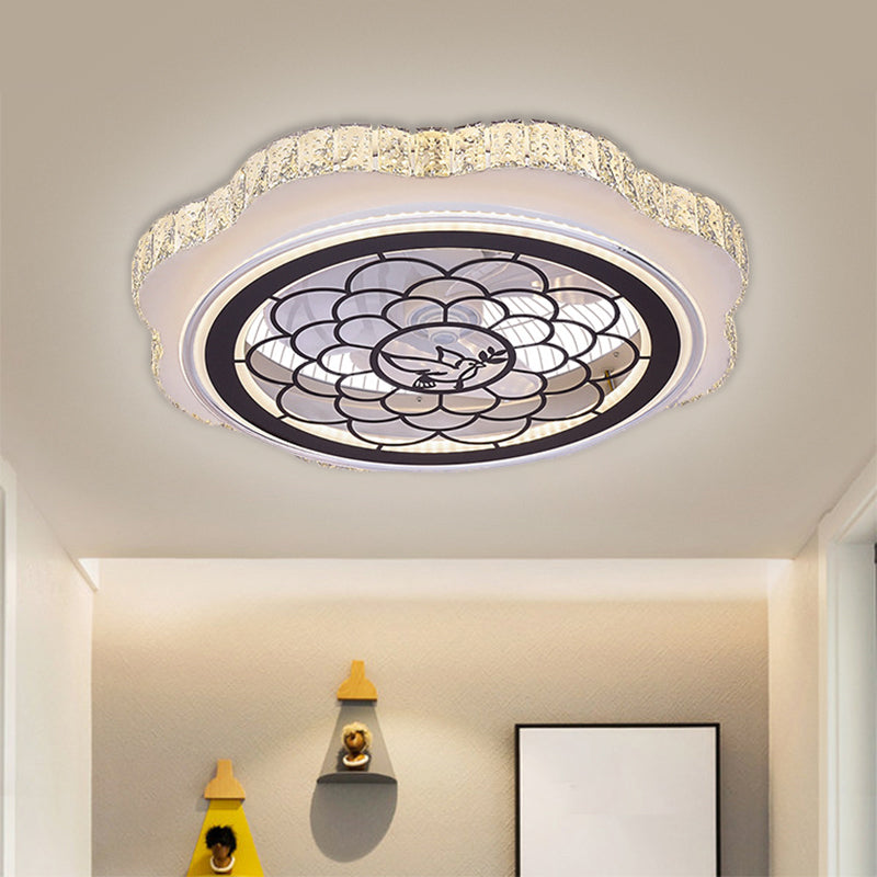 Sonnenblumen/Pflaumenblüten/Sternmuster Hanging Lüfter Licht moderne rechteckige Kristalle 23,5 "W LED White Semi-Flush Mount