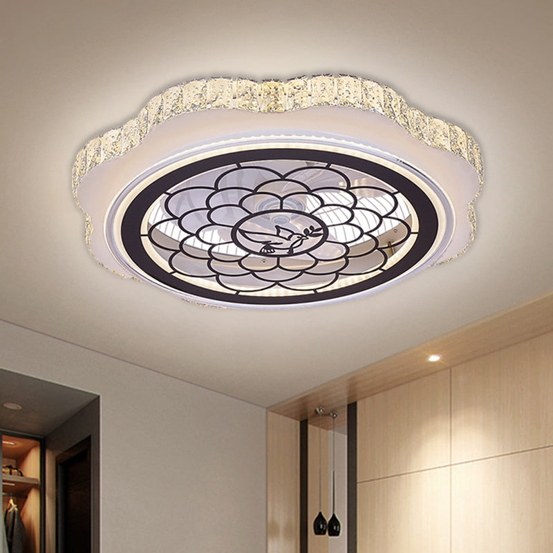 Sonnenblumen/Pflaumenblüten/Sternmuster Hanging Lüfter Licht moderne rechteckige Kristalle 23,5 "W LED White Semi-Flush Mount