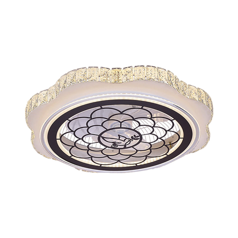 Sonnenblumen/Pflaumenblüten/Sternmuster Hanging Lüfter Licht moderne rechteckige Kristalle 23,5 "W LED White Semi-Flush Mount
