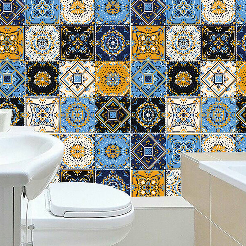 Colorful Flowers Stick Wallpapers Removable Boho Kitchen Wall Decoration (16 Pieces)