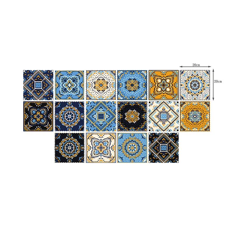 Colorful Flowers Stick Wallpapers Removable Boho Kitchen Wall Decoration (16 Pieces)