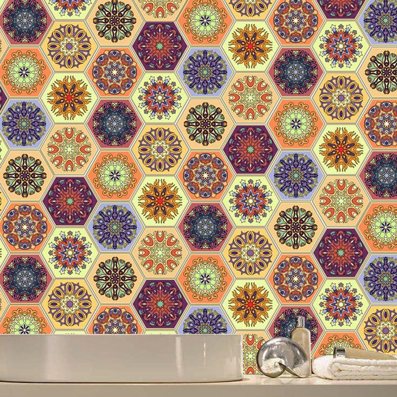 Purple-Yellow Mandala Wallpapers Pick Up Sticks Boho-Chic Living Room Wall Art (10 Pcs)