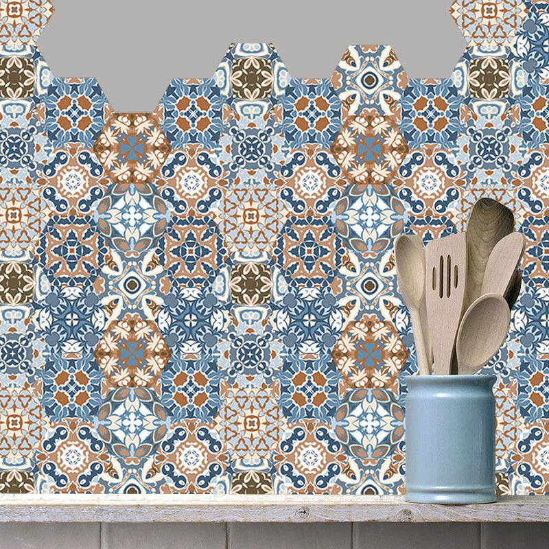 Floral Tiles Wallpaper Panels Bohemia Easy Peel off Bathroom Wall Decor, 9' L x 8" W