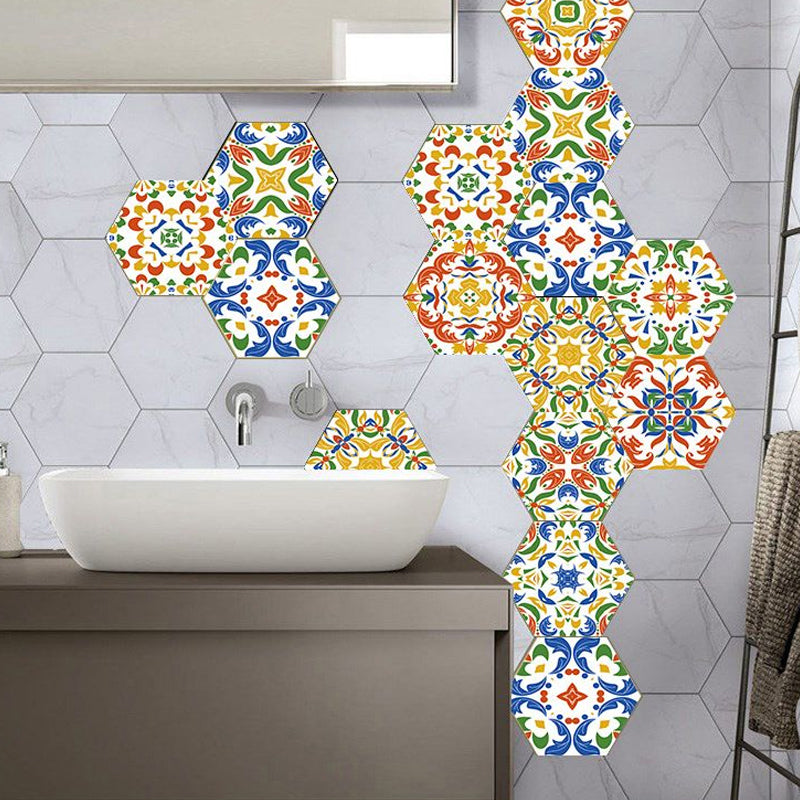 Yellow-Green Mosaic Tile Wallpapers Abstract Pattern Boho Peel and Stick Wall Art