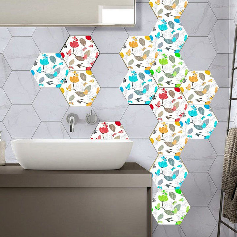 Watercolor Flower Self-Stick Wallpaper Panels Yellow-Blue Country Style Wall Decor