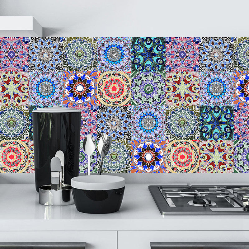 10 Pcs Mandala Wallpapers Peel and Paste Bohemian Kitchen Wall Decoration, 9.7-sq ft