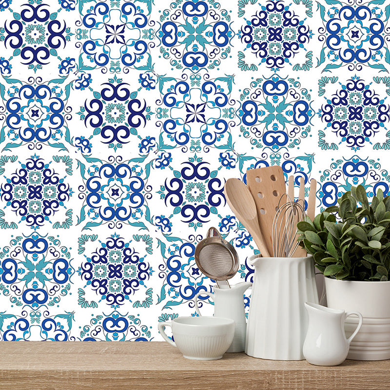 Enchanting Vatican Tiles Stick Wallpaper Panel Set for Home Floral Wall Art, 12' x 12 (10 Pcs)