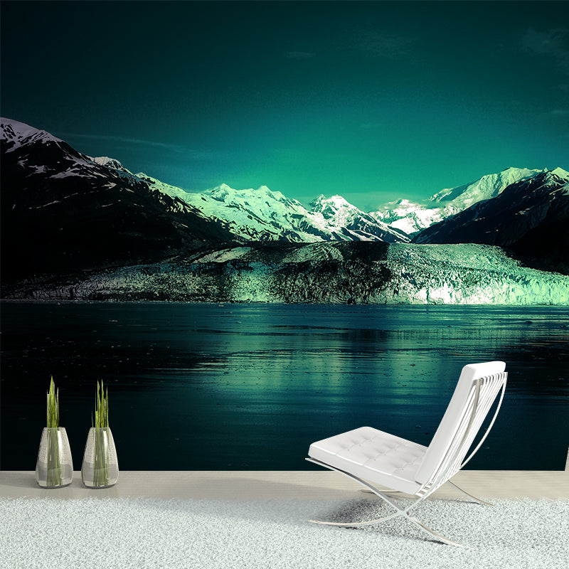 Dark River and Mountain Mural Decal Contemporary Moisture Resistant Living Room Wall Decor, Made to Measure