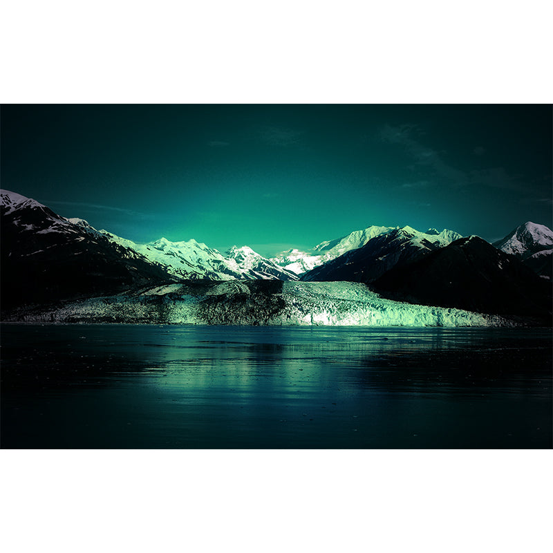 Dark River and Mountain Mural Decal Contemporary Moisture Resistant Living Room Wall Decor, Made to Measure