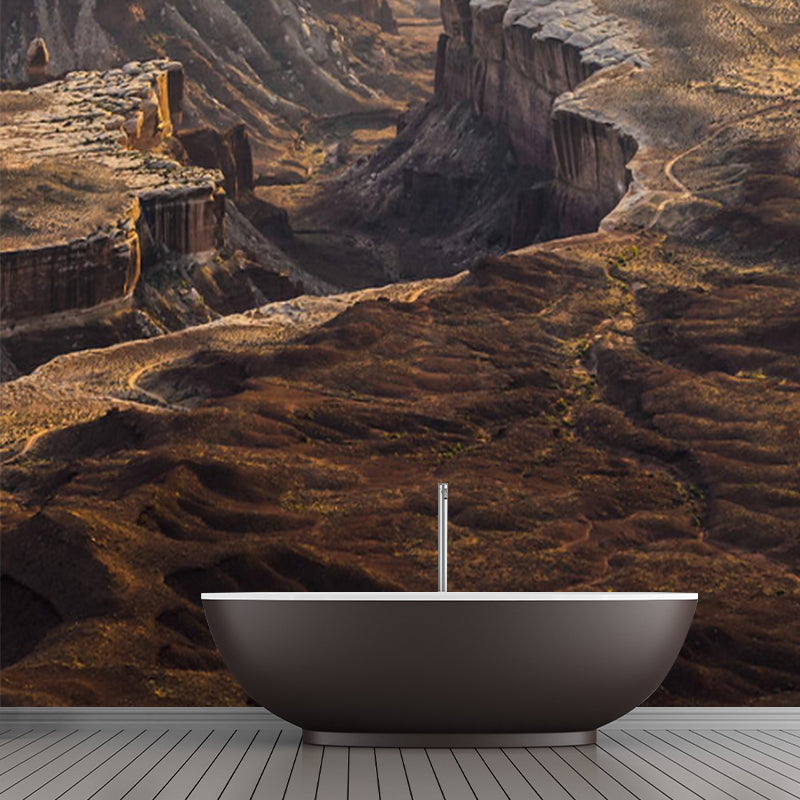 Brown Rift Valley Wallpaper Mural Stain Resistant Modern Living Room Wall Decoration