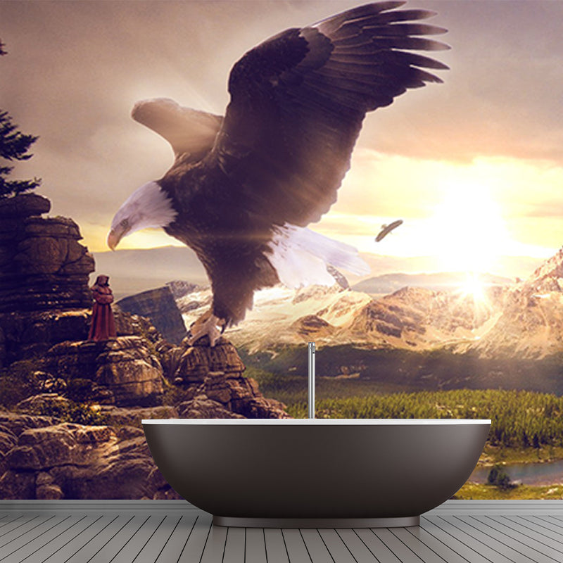 Eagles and Mountain Print Mural Modern Water-Proof Living Room Wall Decor, Custom Size