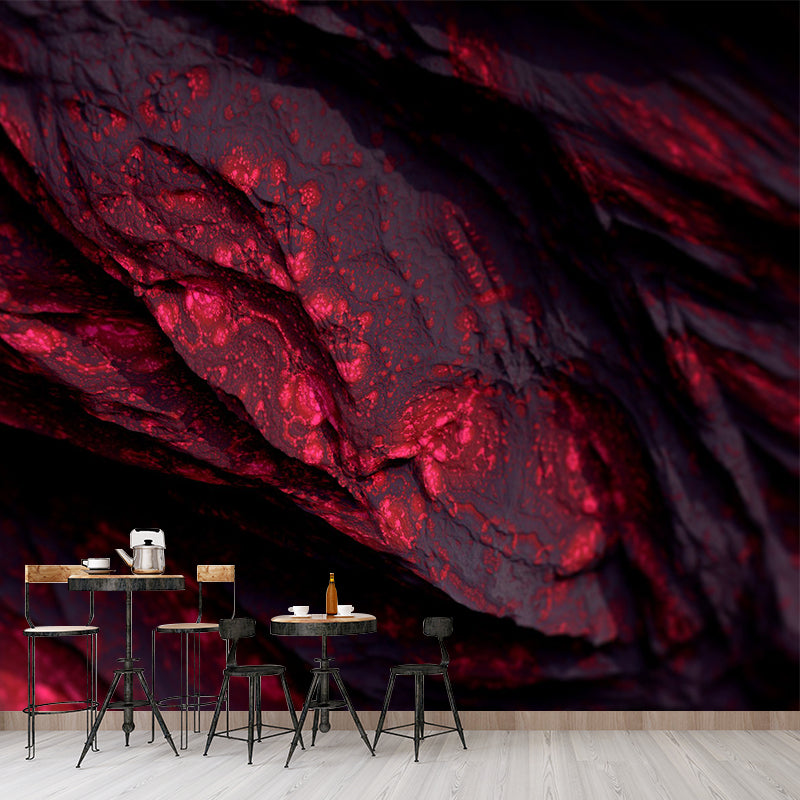 Modern Mountain Mural Wallpaper Red Rock Close-Up View Wall Covering for Bedroom