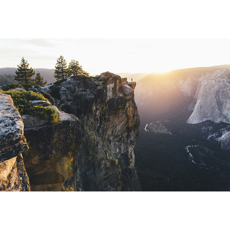 Photography Cliffs Scenery Mural Decal for Living Room, Brown, Customized Size Available