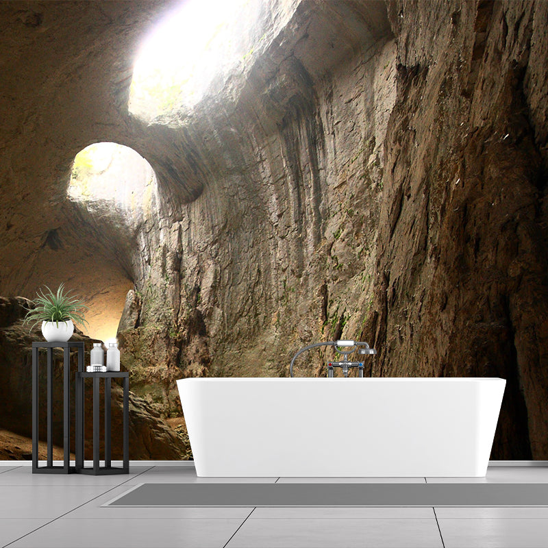 Modern Interior Cave Wallpaper Mural for Home Custom Wall Art in Brown, Non-Woven Cloth