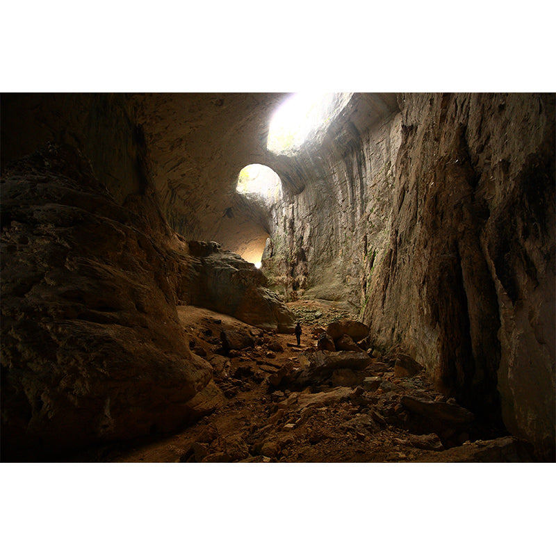 Modern Interior Cave Wallpaper Mural for Home Custom Wall Art in Brown, Non-Woven Cloth