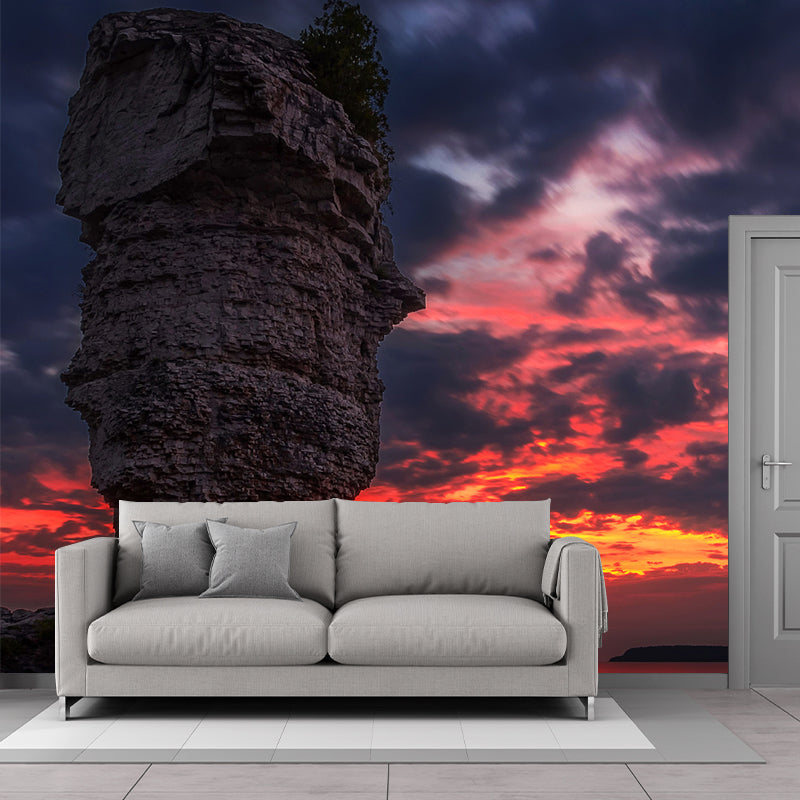 Orange Modern Mural Whole Evening Glow Scene of Fathom Five National Marine Park Wall Decor for Home