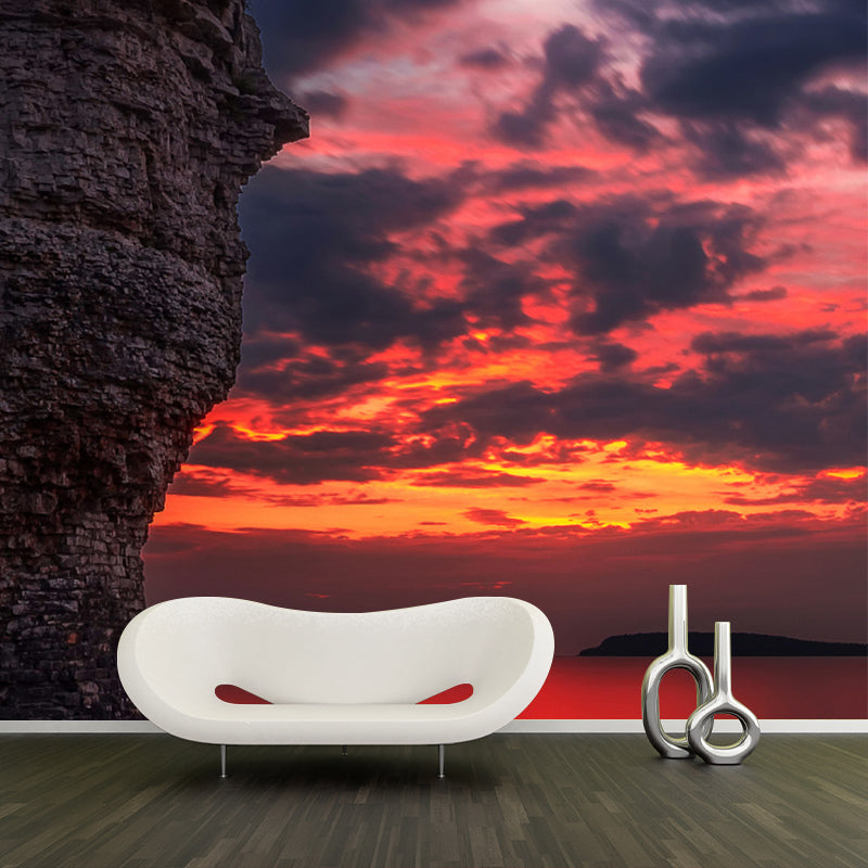 Orange Modern Mural Whole Evening Glow Scene of Fathom Five National Marine Park Wall Decor for Home